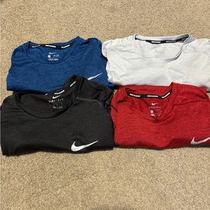 Lot (4) Nike Running dri-fit shirts Medium Men’s Red Black Grey and Blue